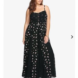 Floral Gauze and Lace Maxi Dress